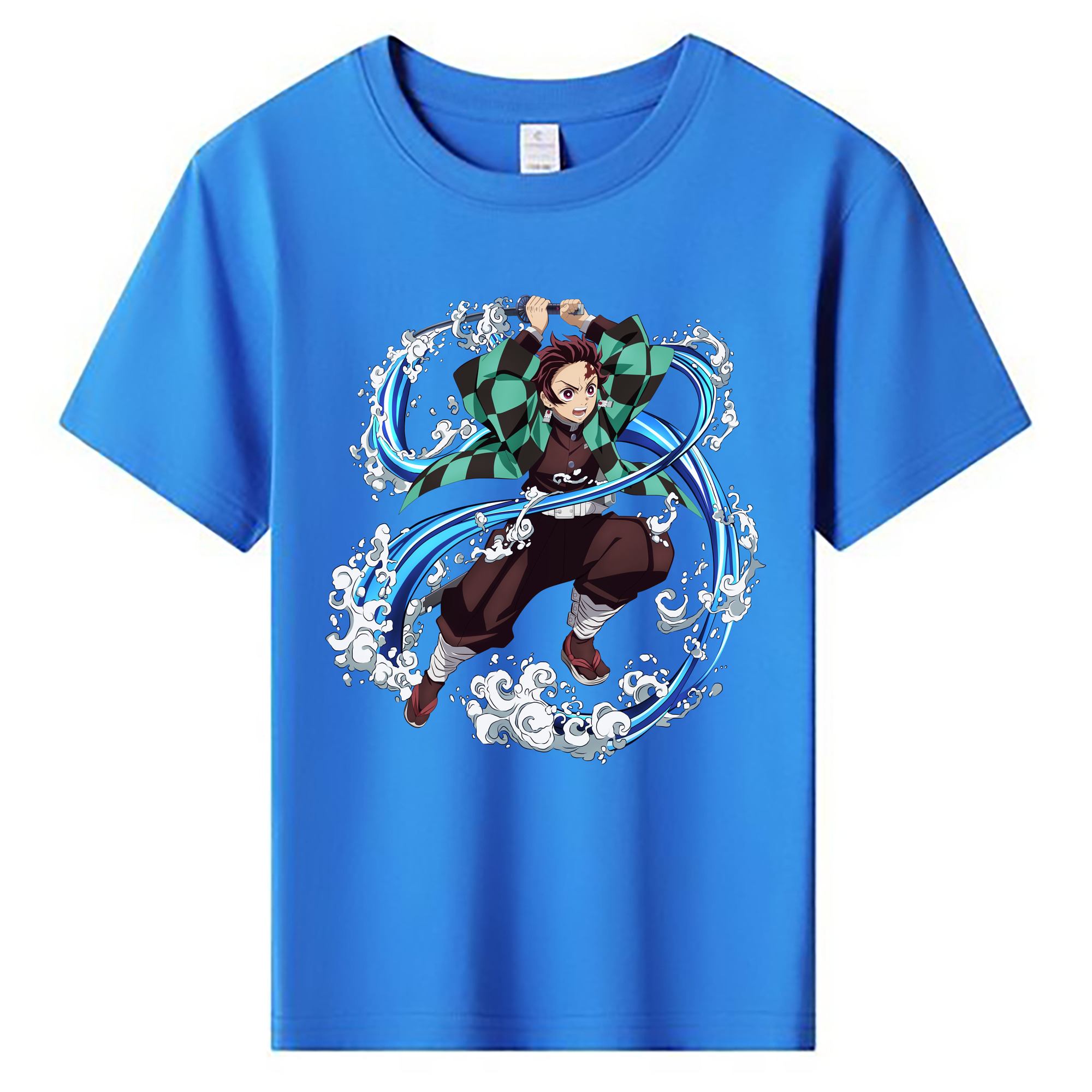 （画像用） 鬼滅の刃 竈門 炭治郎／かまど たんじろう Kamado Tanjirou 綿100％キッズTシャツ（フロントプリント）